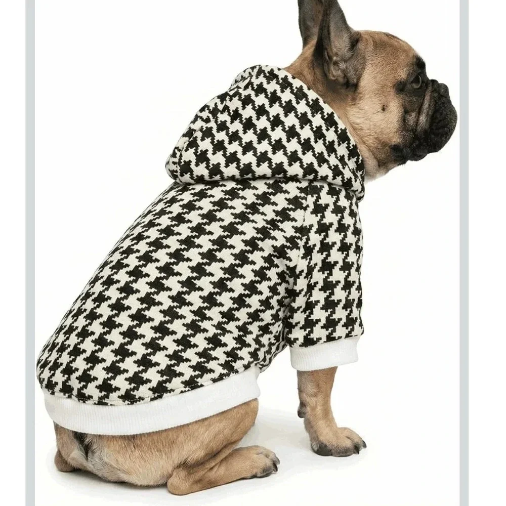 NWOT Dog Hoodie Houndstooth Clothes Pet Sweatshirt Dog Shirts for Dogs 8-13lbs